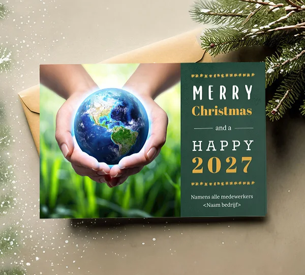 groene kerstkaart wereldbol 