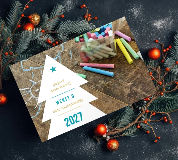 kerstkaart onderwijs met potloden