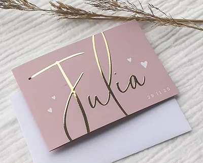 originele geboortekaartjes met foliedruk